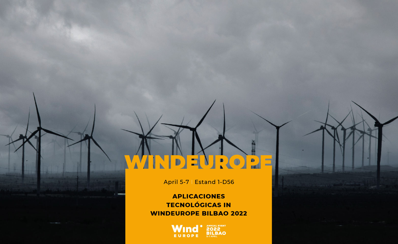 Aplicaciones Tecnológicas S.A. will attend WindEurope 2022 from 5 to 7 April in Bilbao with our line of SMART products specifically designed to maximise occupational safety and cost savings in the wind energy sector. We will be at stand 1-D56 to inform about our innovative technological solutions, as well as the launch of an advanced product for wind turbines.