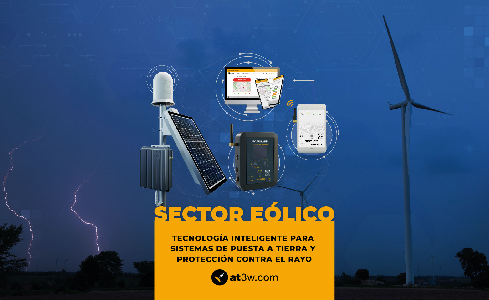 Aplicaciones Tecnológicas S.A. ha desarrollado las soluciones precisas para la gestión eficiente de los sistemas de puesta a tierra y de protección contra el rayo en los parques eólicos, maximizando la seguridad laboral y el ahorro en costes. Estamos en WindEurope Bilbao 2022 presentando los avanzados equipos SMART EARTHING MONITORING SYSTEM, WIND TURBINE SMART LIGHTNING LOGGER y ATSTORM®.