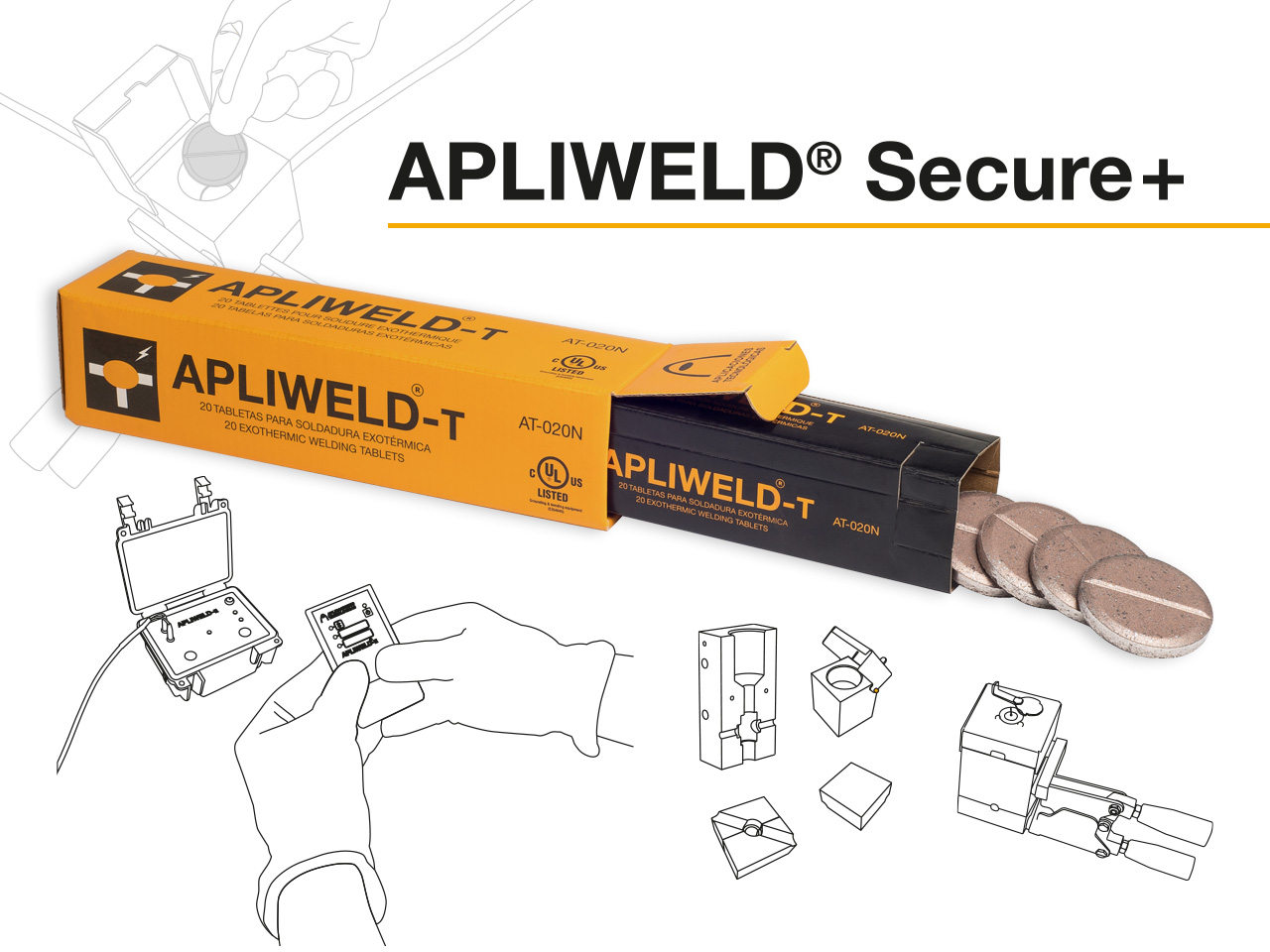 Apliweld® Secure+: soudure exothermique avec tablettes et allumage à distance |Nouvelles vidéos des instructions d’usage avec le moule spécifique et avec le moule multiple
