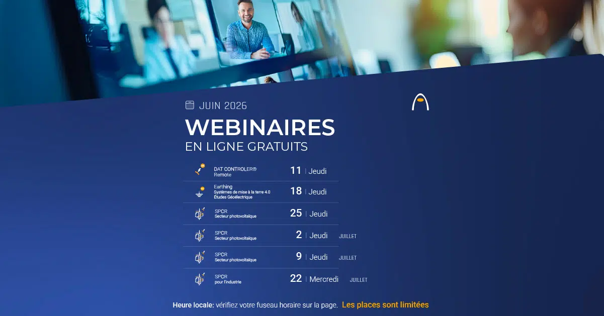 Aplicaciones Tecnológicas propose ses 40 ans d'expérience pour offrir des webinaires gratuits destinés aux professionnels impliqués dans la conception de systèmes de protection contre la foudre et la sécurité contre les orages électriques, la conception et la mise en œuvre de systèmes de mise à la terre et de protection contre les surtensions.