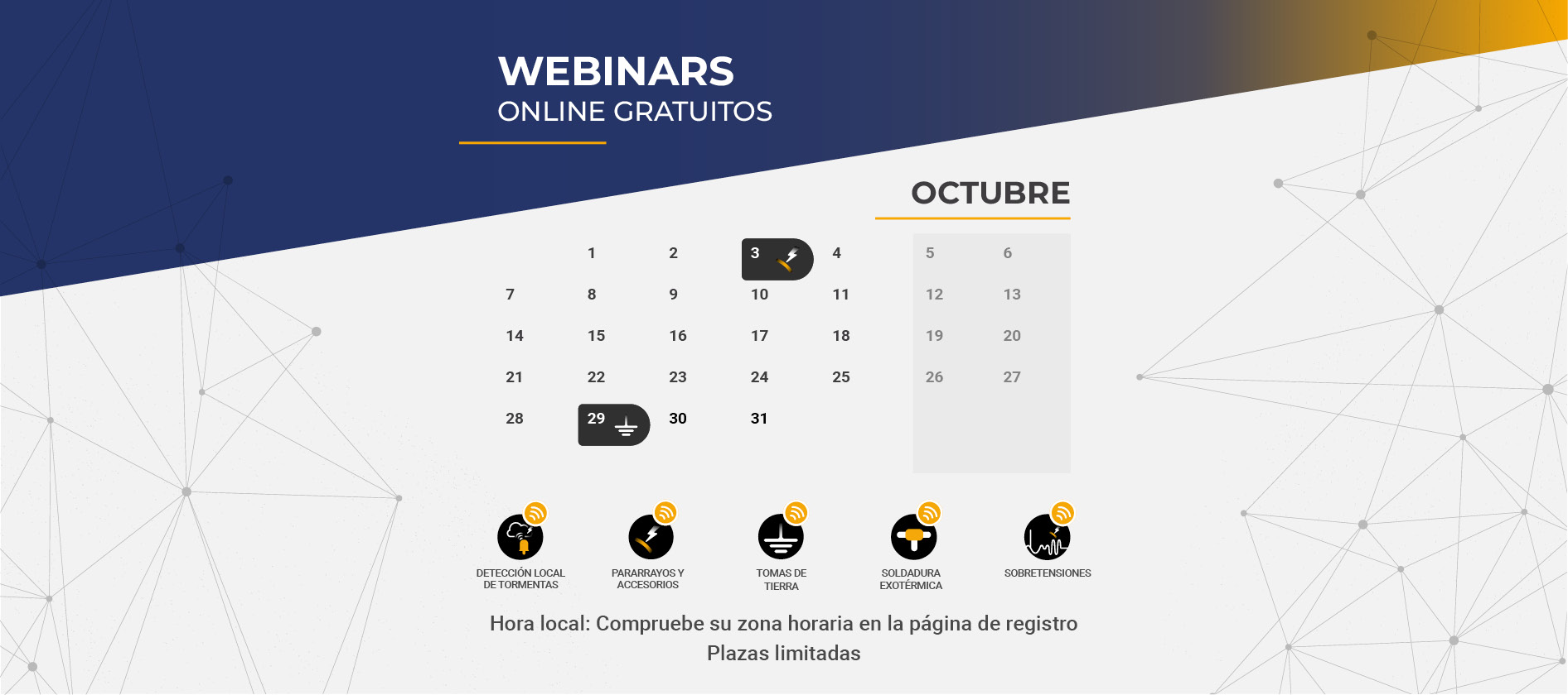 Aplicaciones Tecnológicas pone sus más de 35 años de experiencia para ofrecer webinars gratuitos dirigidos a los profesionales involucrados en el diseño de sistemas de protección contra el rayo y seguridad frente a tormentas eléctricas, diseño y ejecución de sistemas de toma de tierra y protección contra sobretensiones.